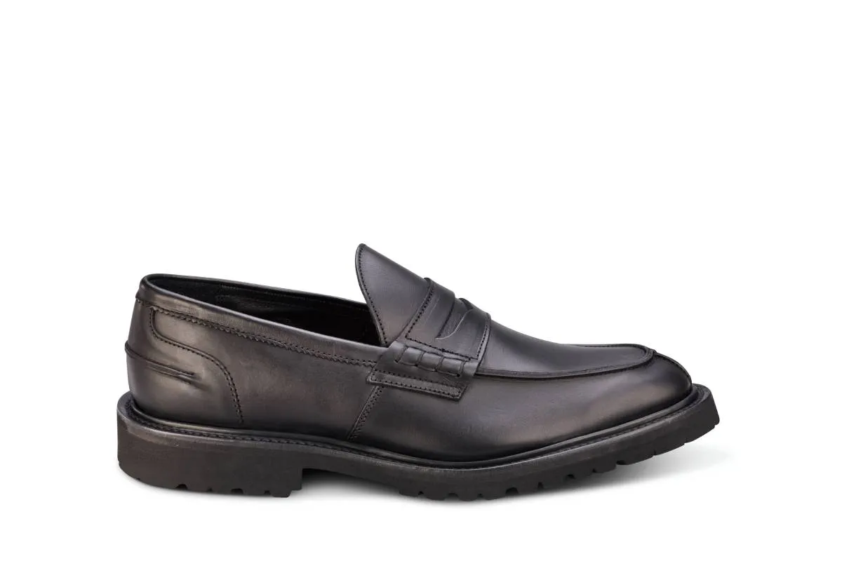 James Penny Loafer - Black Waxy Hidro sold by Tricker's