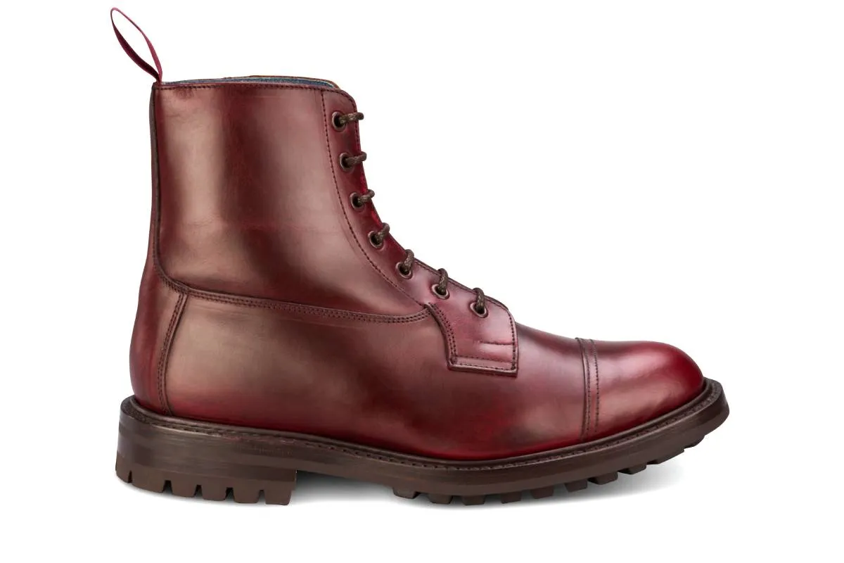 Allan Toe Cap Boot - Burgundy Cutter sold by Tricker's