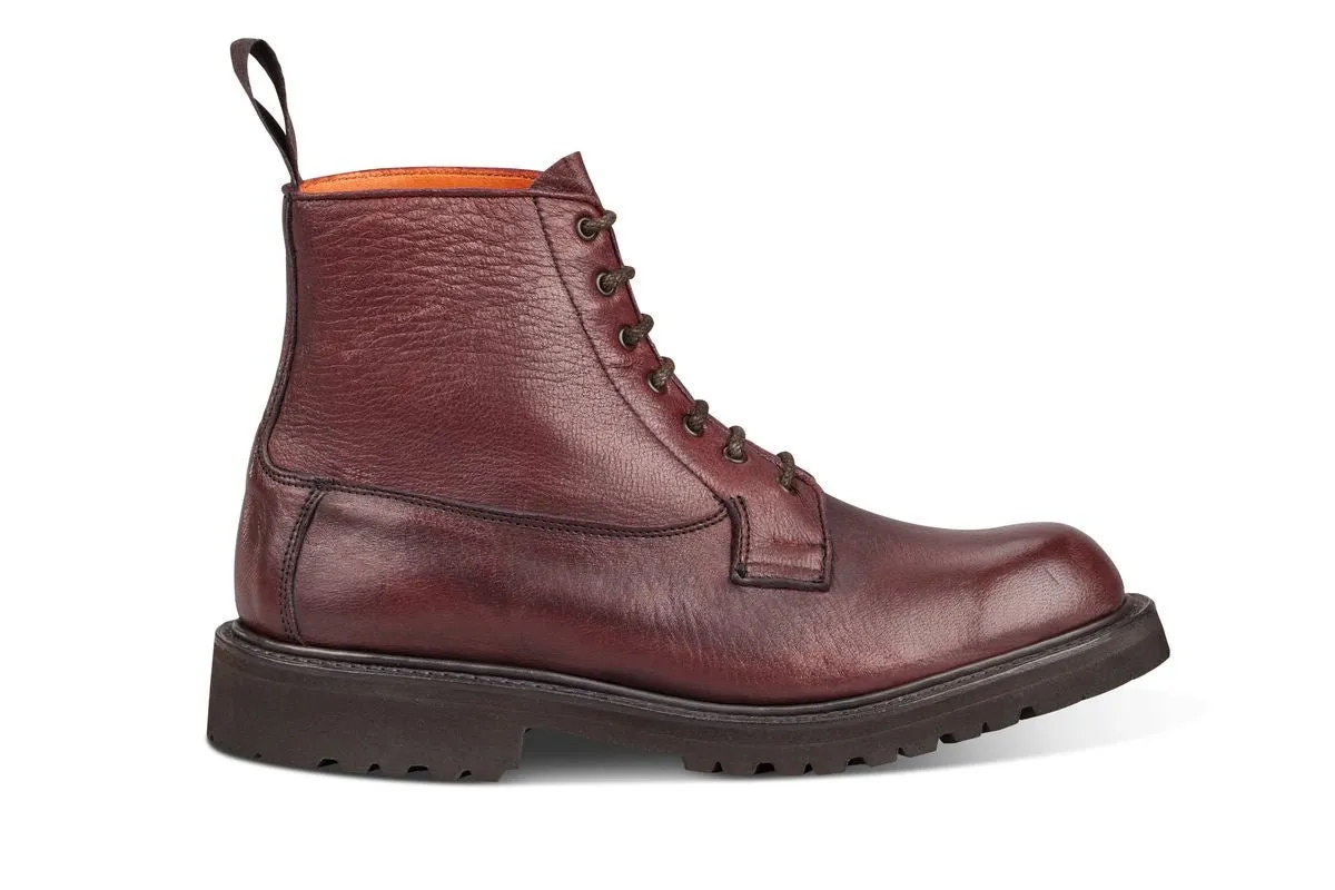 Camilla Derby Boot - Olivvia Deerskin - Burgundy Burnished sold by Tricker's