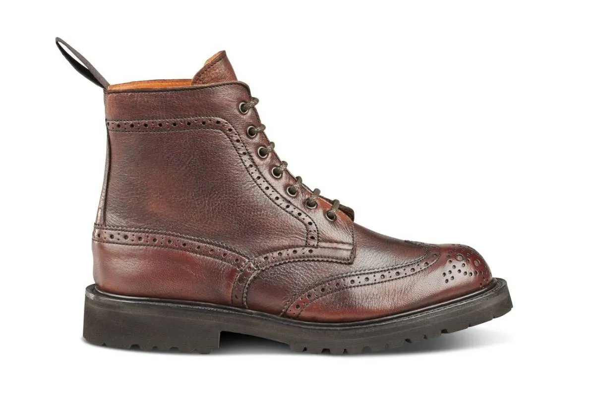 Stephy Brogue Boot - Olivvia Deerskin - Chestnut Burnished sold by Tricker's