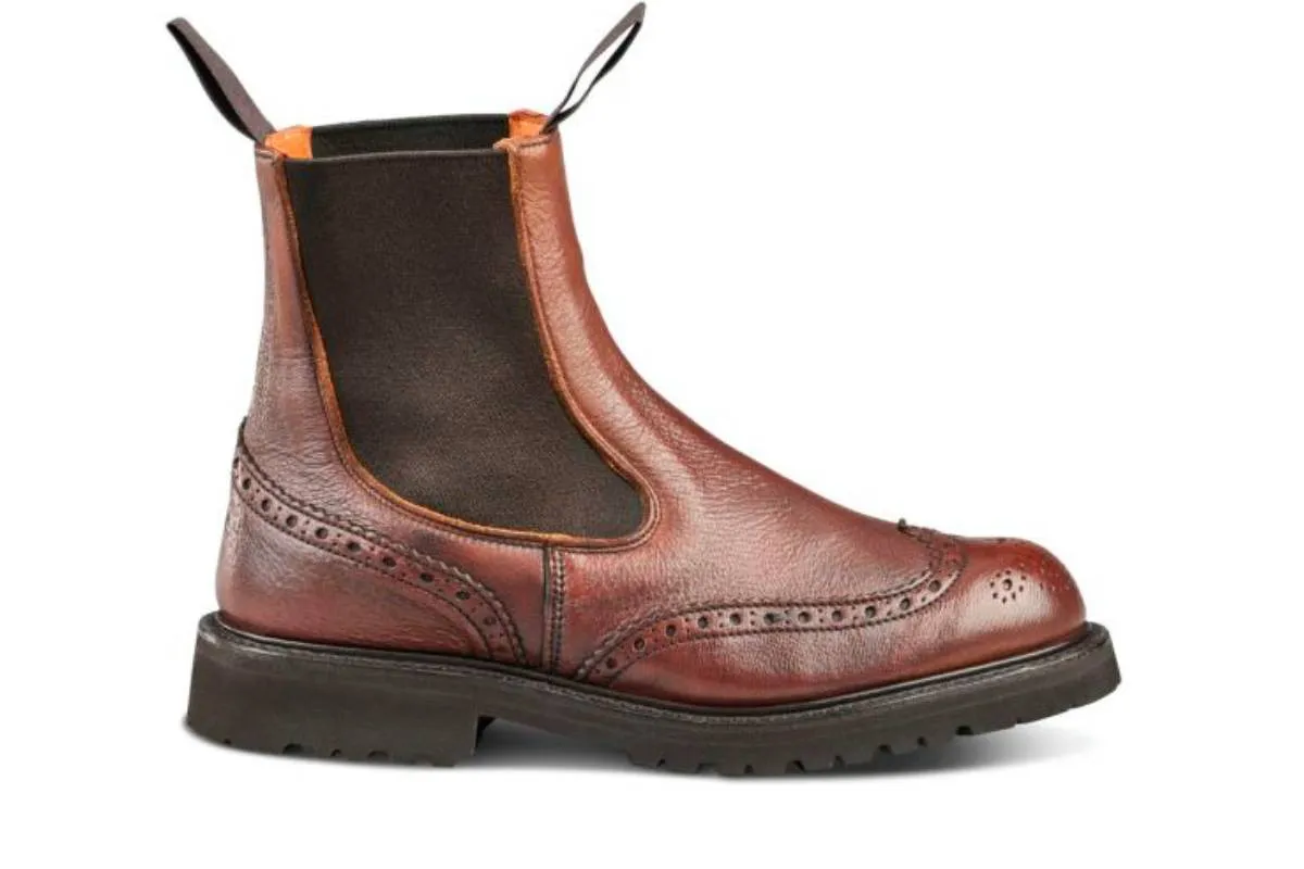 Silvia Country Dealer Boot - Olivvia Deerskin - Chestnut Burnished sold by Tricker's