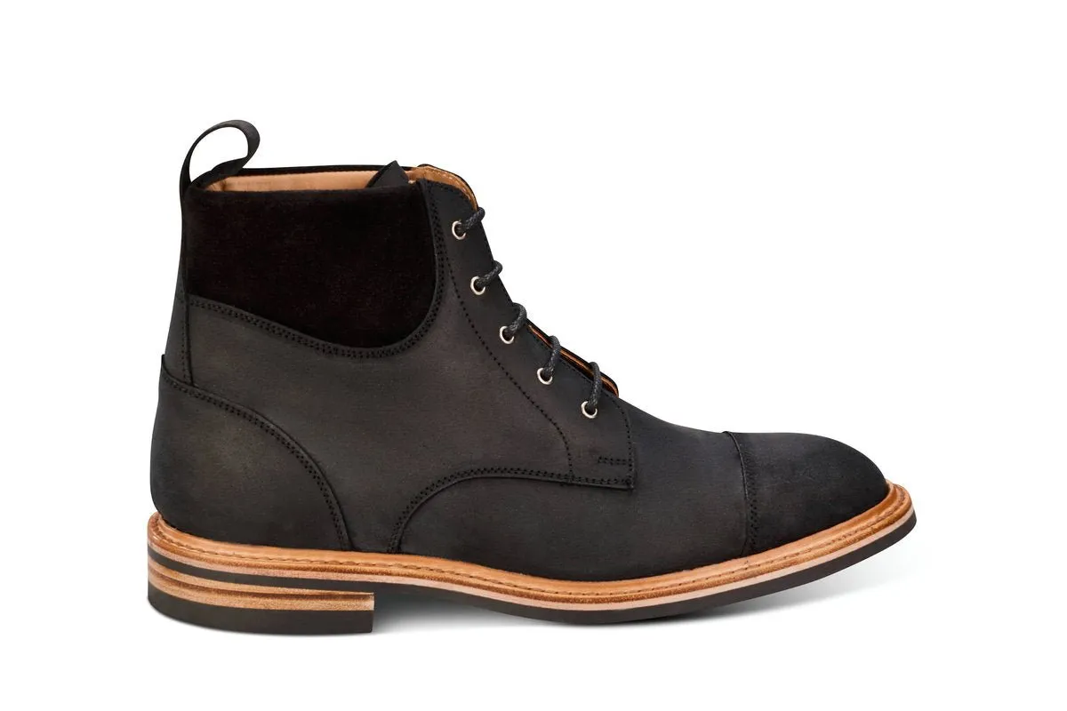 Charles Padded Boot - Black Waxy Commander sold by Tricker's