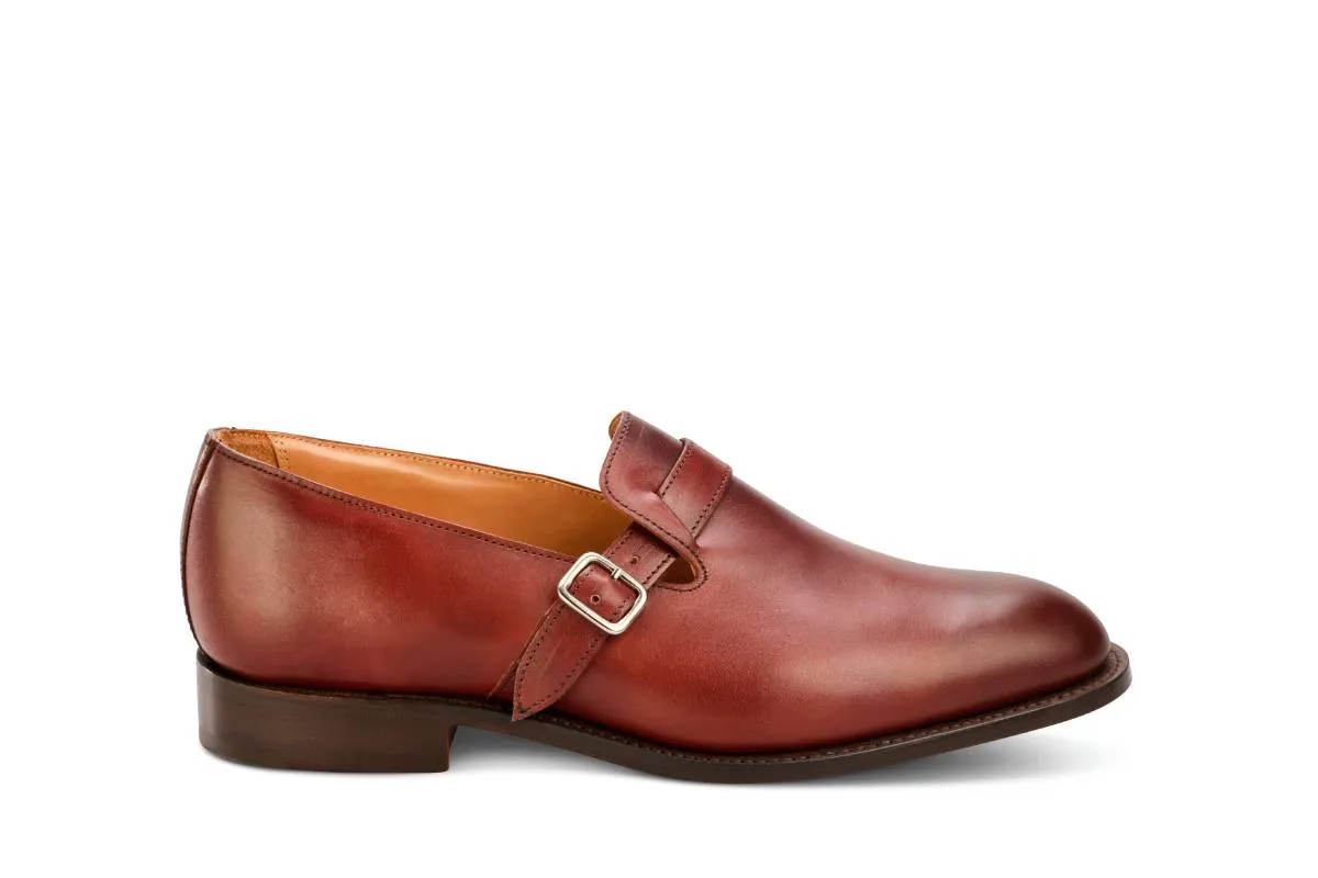 Niles Single Buckle Loafer - Burgundy Burnished made by Tricker's