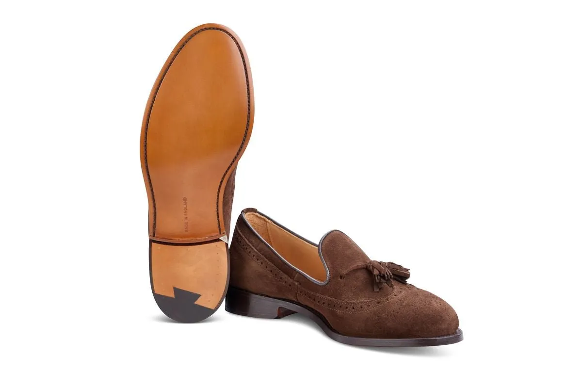 Leydon Tassel Loafer - Chocolate Repello Suede sold by Tricker's product image thumbnail 5