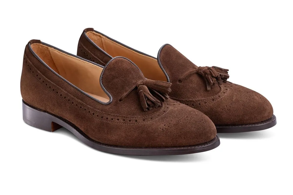 Leydon Tassel Loafer - Chocolate Repello Suede sold by Tricker's product image thumbnail 3