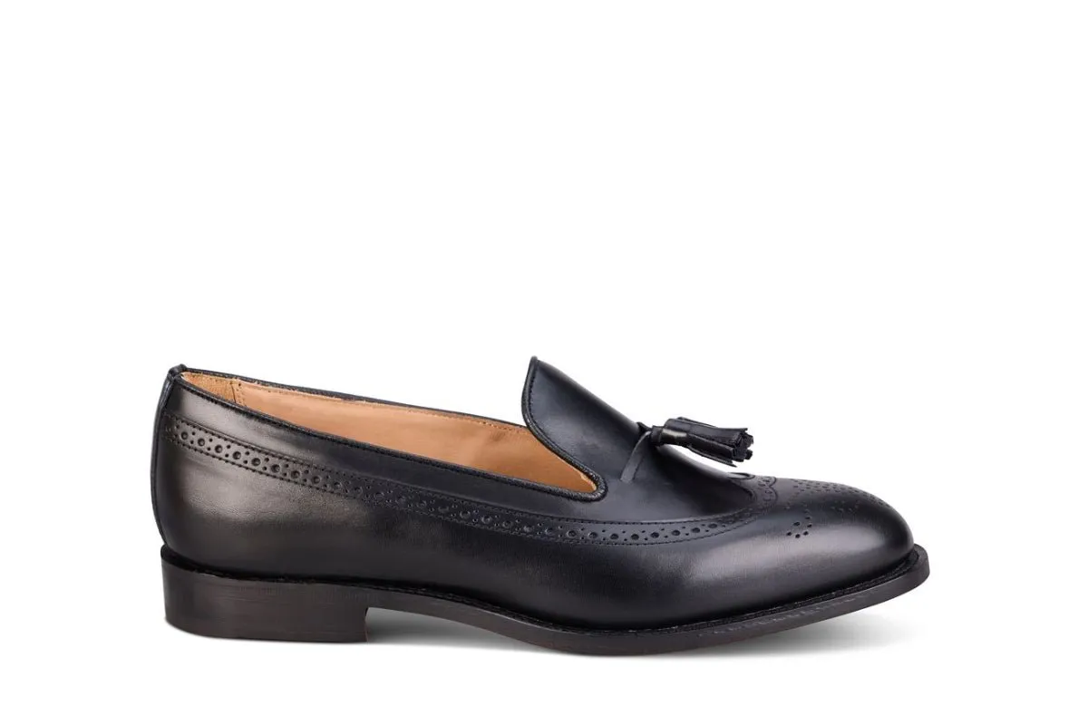 Leydon Tassel Loafer - Black Calf made by Tricker's