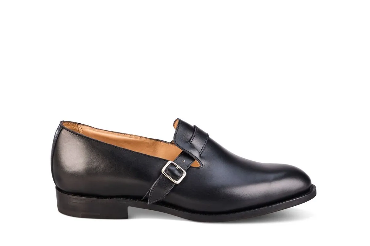 Niles Single Buckle Loafer - Black Calf sold by Tricker's