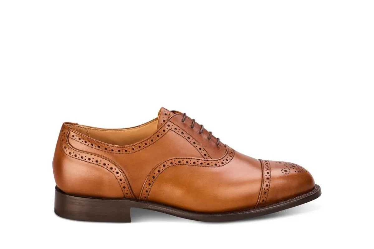 Cambridge JS9518 Brogue Toecap Oxford City Shoe - Beechnut (Multiple Width Fittings) sold by Tricker's