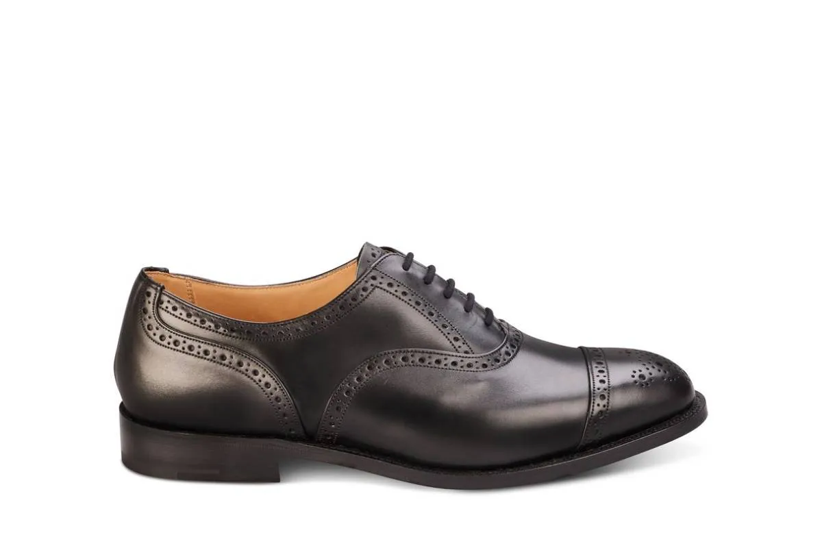 Cambridge JS9518 Brogue Toecap Oxford City Shoe - Black (Multiple Width Fittings) sold by Tricker's