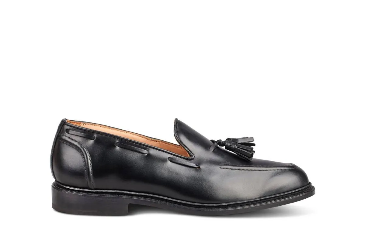 Elton Tassel Loafer - Black Box Calf sold by Tricker's
