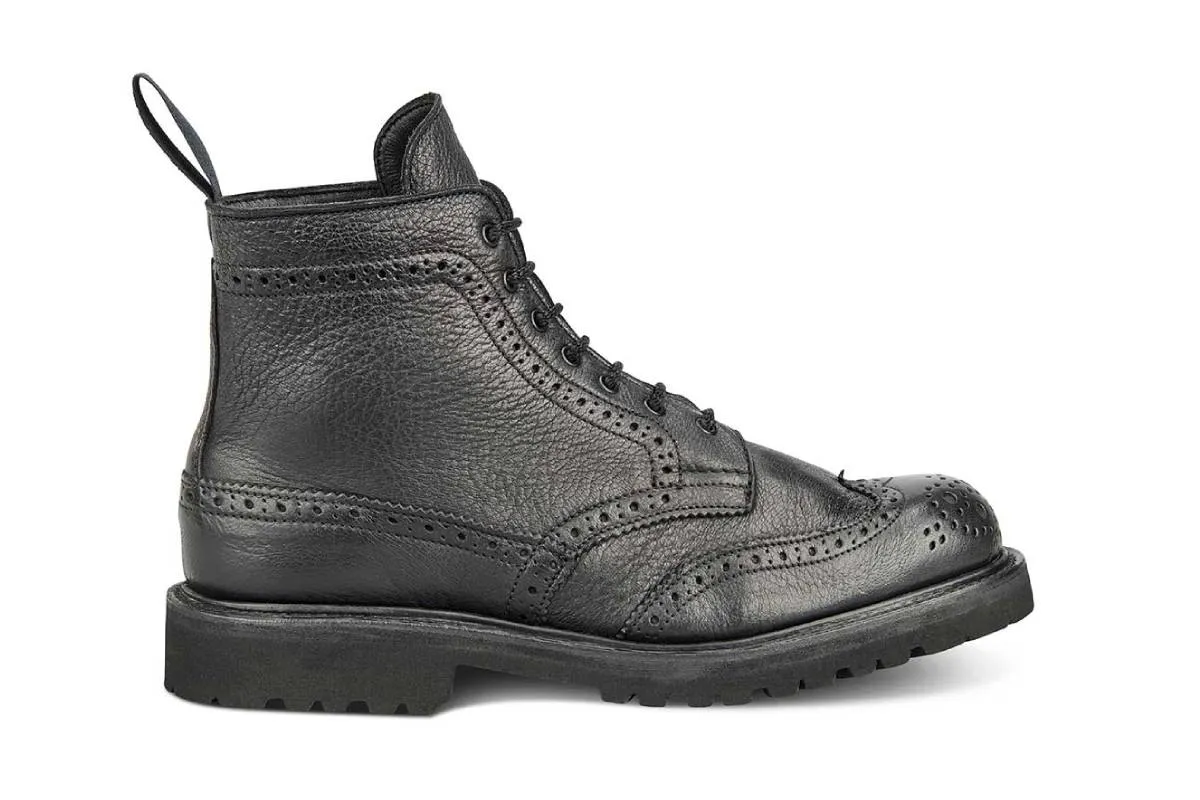 Stephy Brogue Boot - Olivvia Deerskin - Black sold by Tricker's