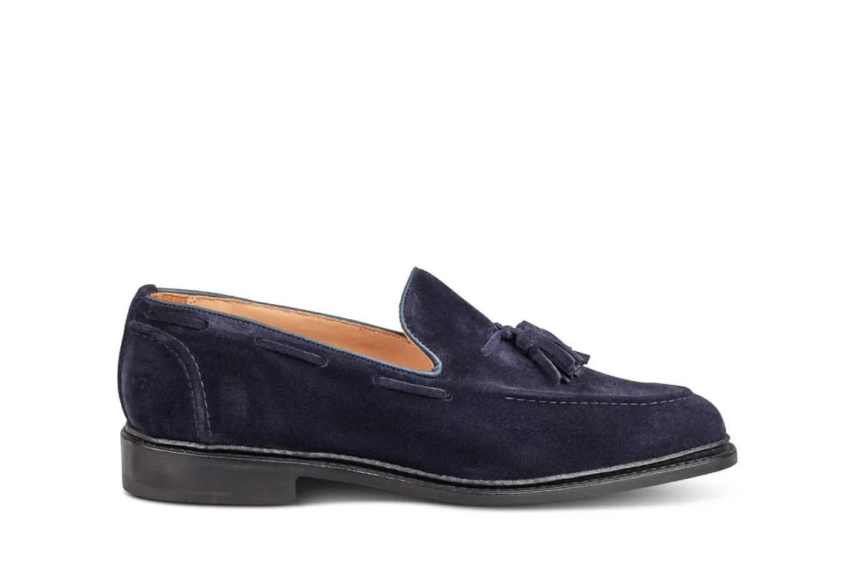 Elton Tassel Loafer - Navy Suede sold by Tricker's