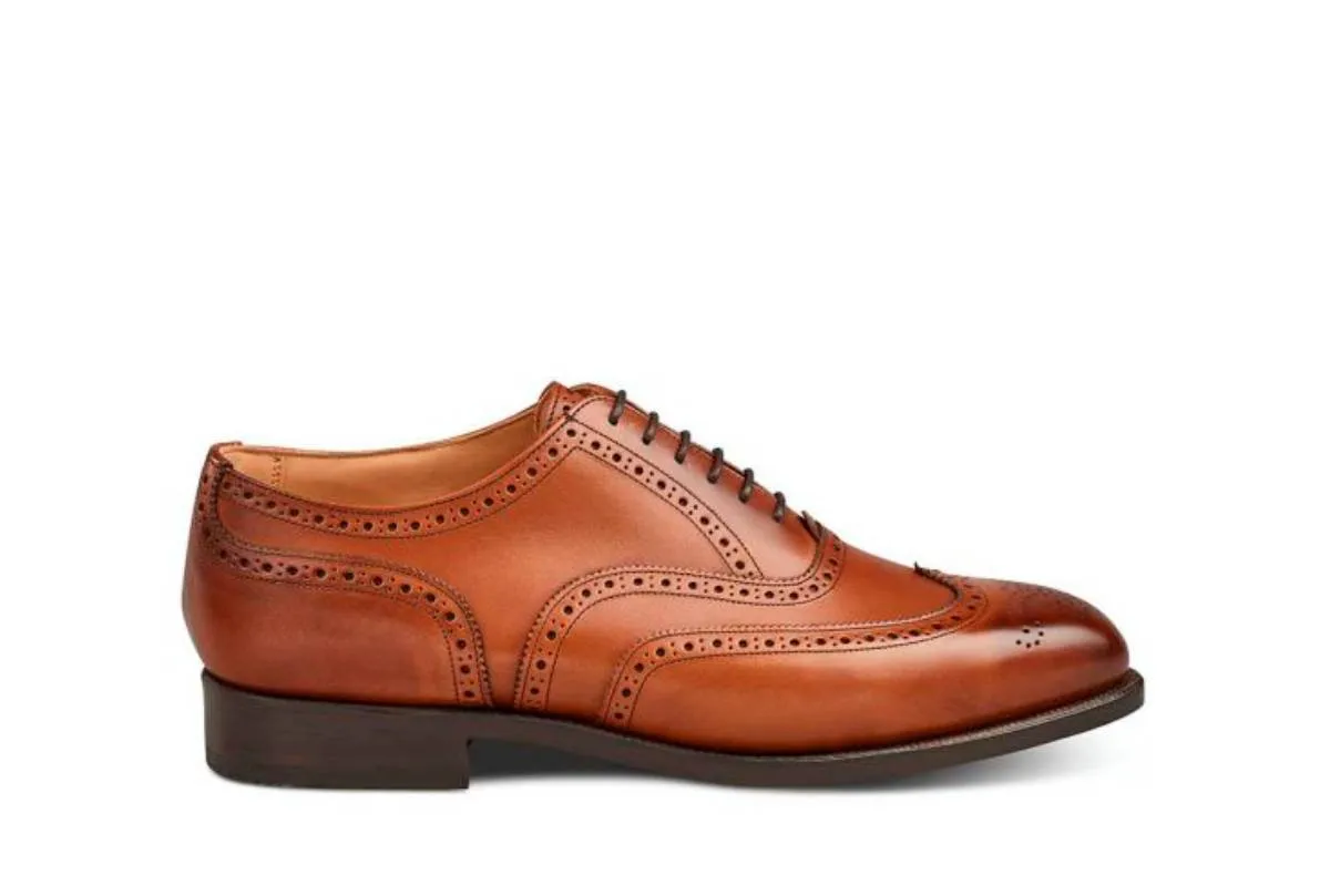 Piccadilly Brogue Oxford City Shoe - Beechnut Burnished sold by Tricker's