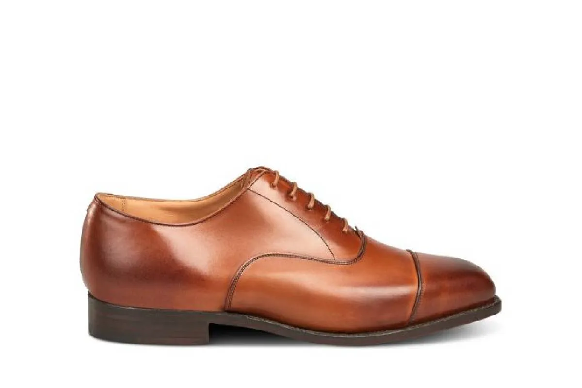 Regent Plain Toecap Oxford City Shoe - Beechnut sold by Tricker's