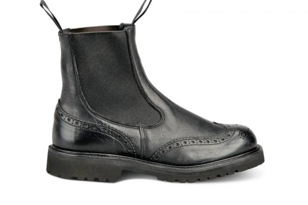 Silvia Country Dealer Boot - Olivvia Deerskin - Black sold by Tricker's