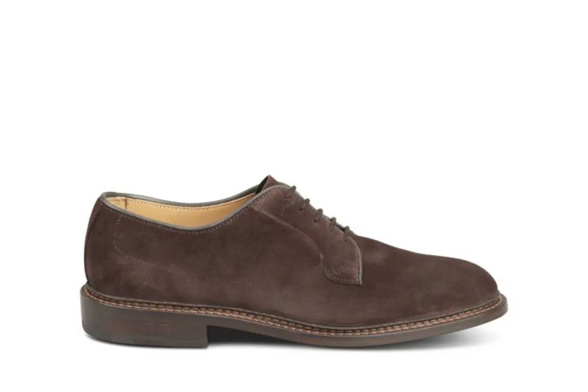 Robert Derby Shoe - Coffee Suede sold by Tricker's