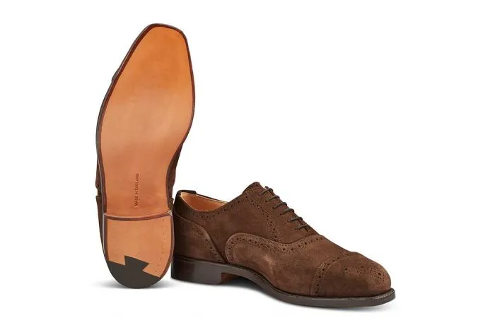 Kensington Toecap Oxford City Shoe - Chocolate Suede sold by Tricker's product image thumbnail 5
