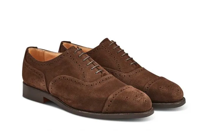 Kensington Toecap Oxford City Shoe - Chocolate Suede sold by Tricker's product image thumbnail 3