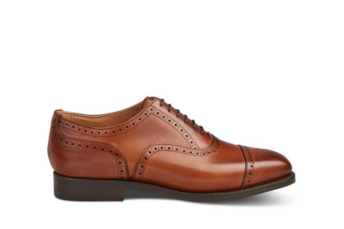 Kensington Toecap Oxford City Shoe - Beechnut Burnished sold by Tricker's