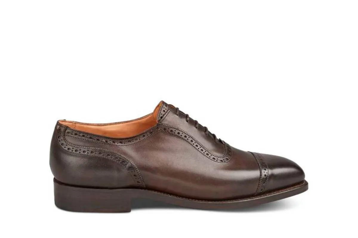 Belgrave Toecap Oxford City Shoe - Espresso Burnished sold by Tricker's