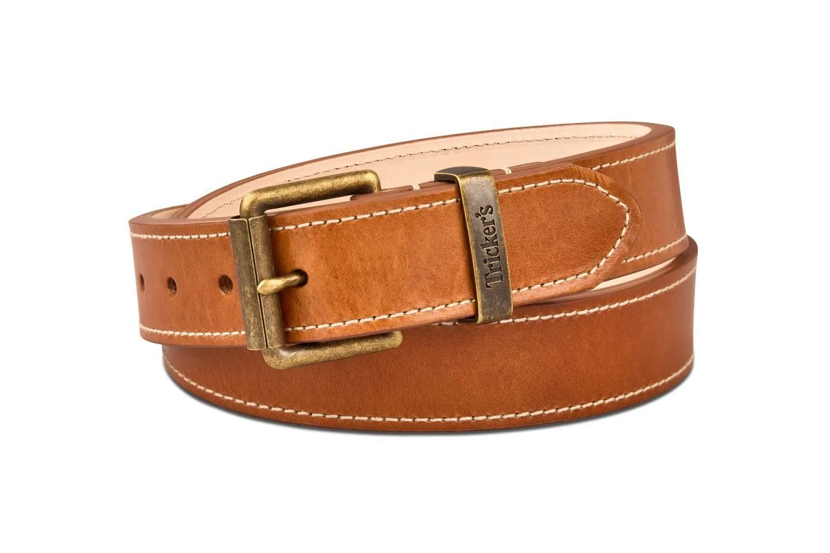 TRICKER'S LEATHER BELT - TAN made by Tricker's