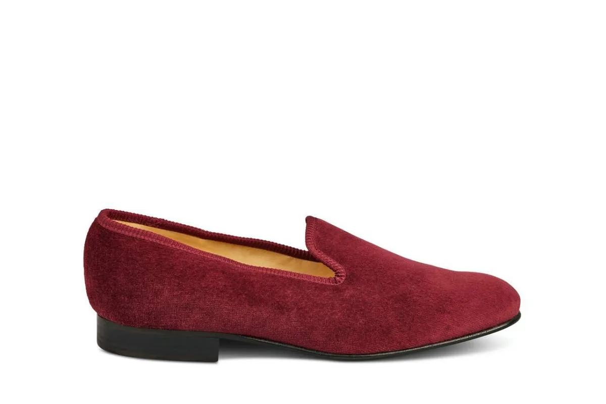 CHURCHILL VELVET SLIPPER - Burgundy sold by Tricker's