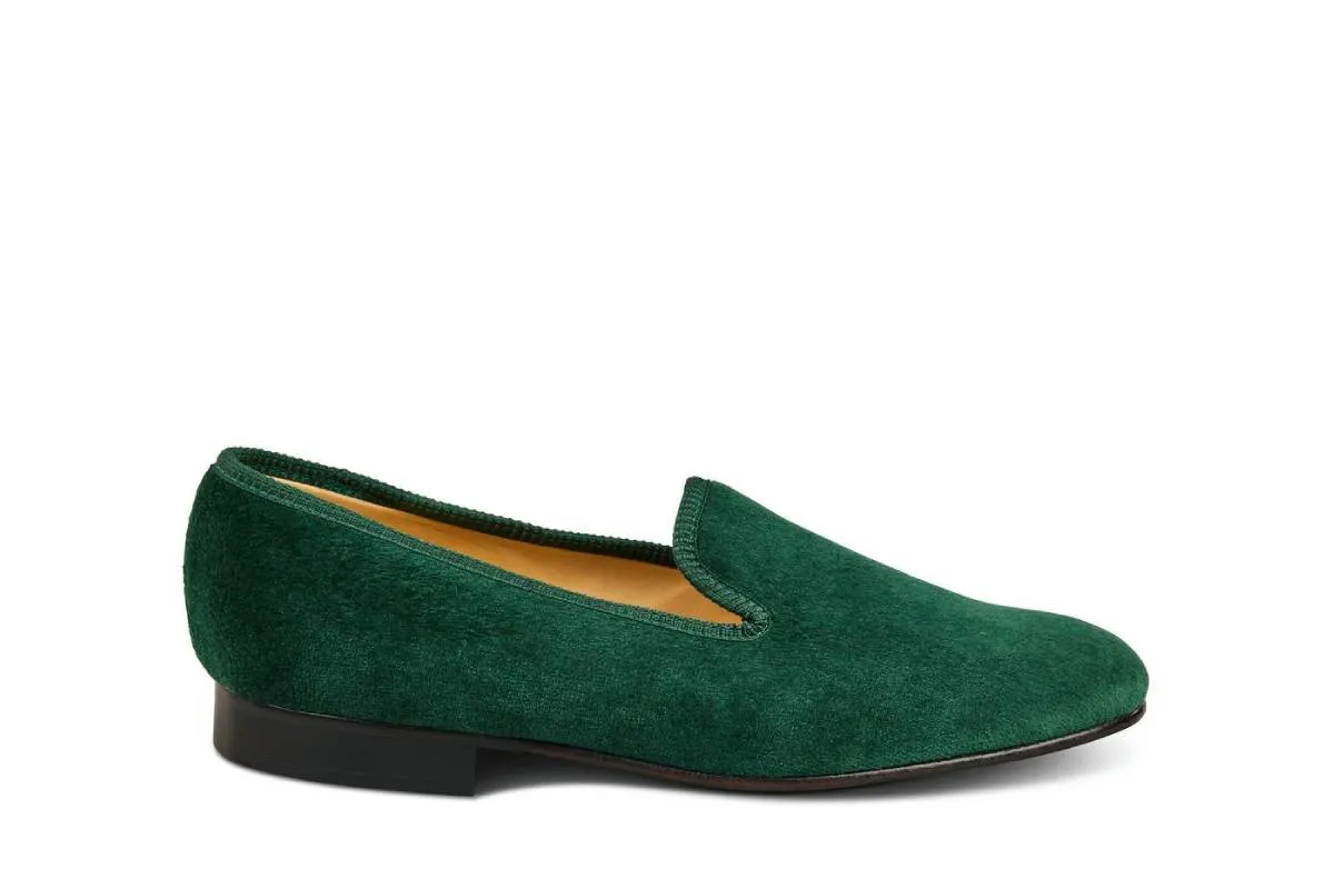 CHURCHILL VELVET SLIPPER - Green sold by Tricker's