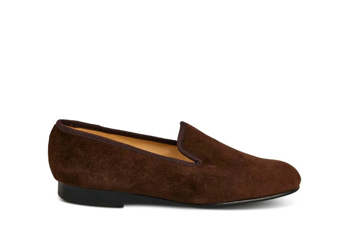 CHURCHILL VELVET SLIPPER - Brown sold by Tricker's