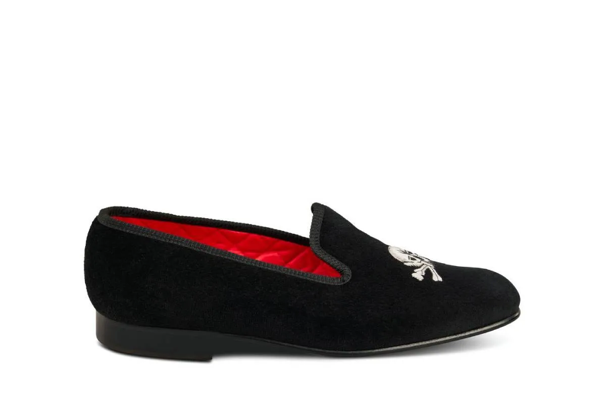 SKULL & BONES VELVET SLIPPER sold by Tricker's