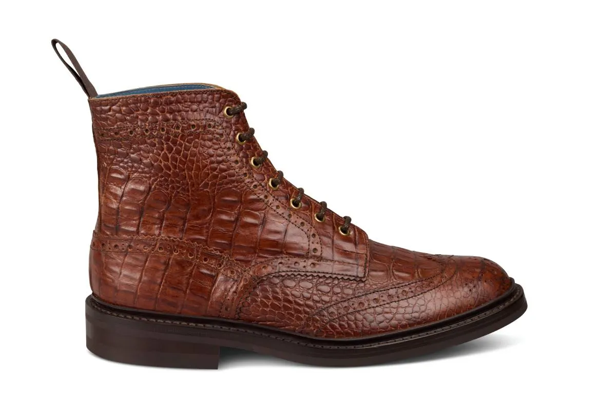Stow Country Boot - Brown Mock Croc sold by Tricker's