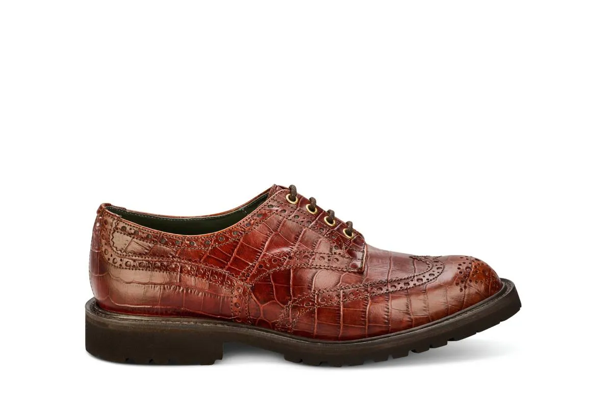 Bourton Country Shoe - Brown Mock Croc sold by Tricker's