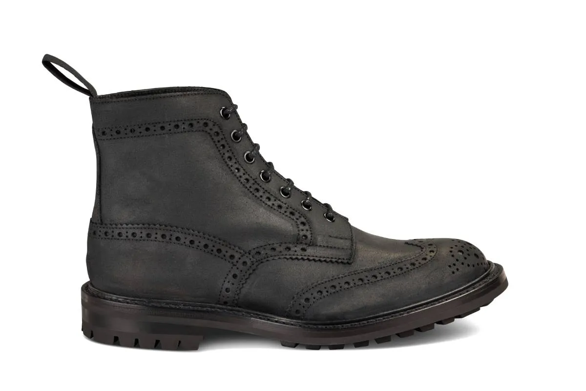 Stow Country Boot - Black Waxy Commander (6 Fitting) sold by Tricker's