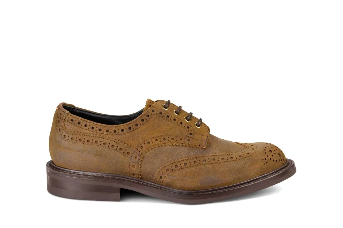 Bourton Country Shoe - Snuff Waxed Suede sold by Tricker's