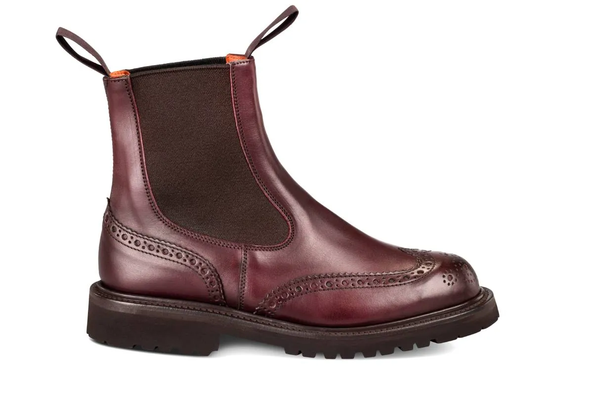 Silvia Country Dealer Boot - Burgundy Ecopel sold by Tricker's