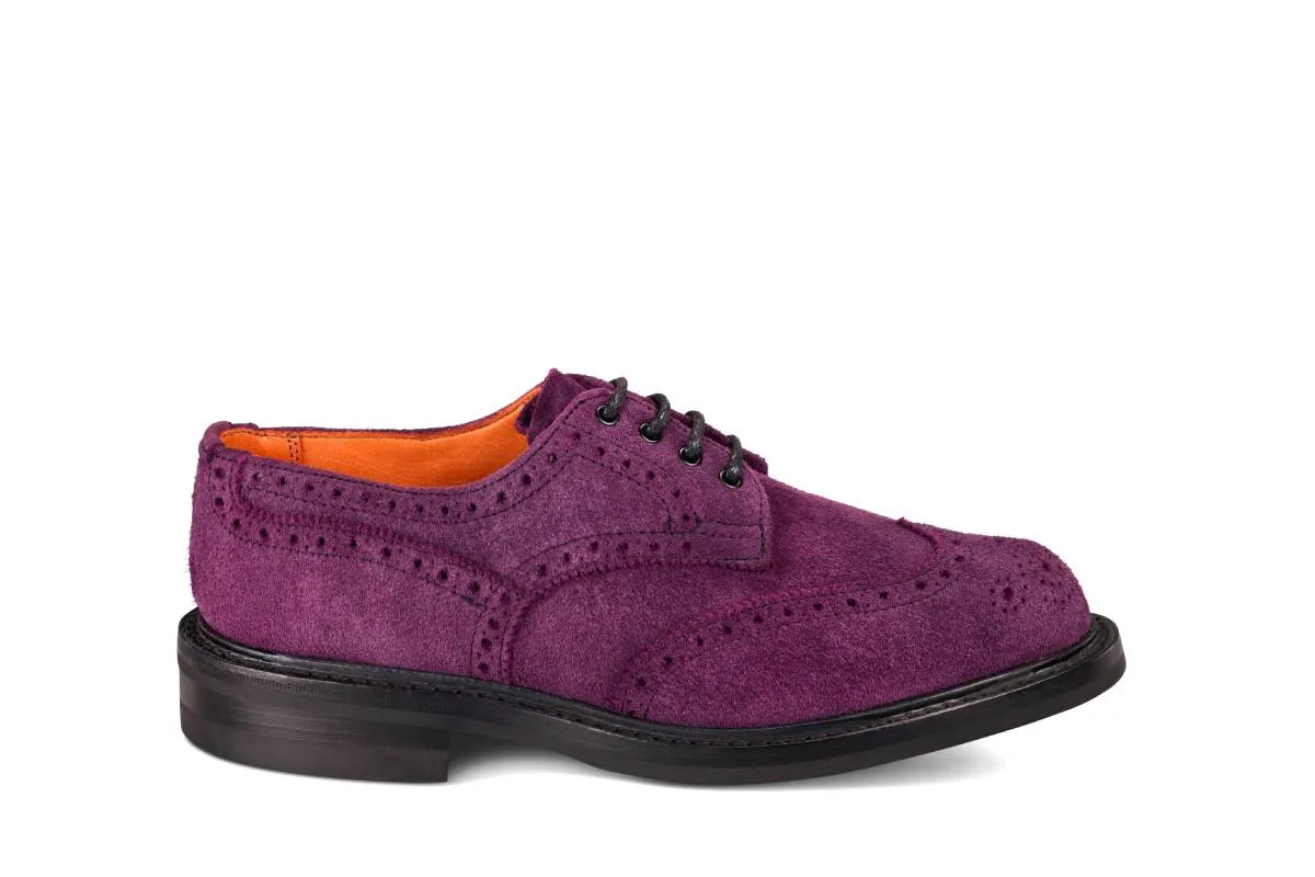 Anne Brogue Country Shoe - Burgundy/Black Reverse Kudu sold by Tricker's