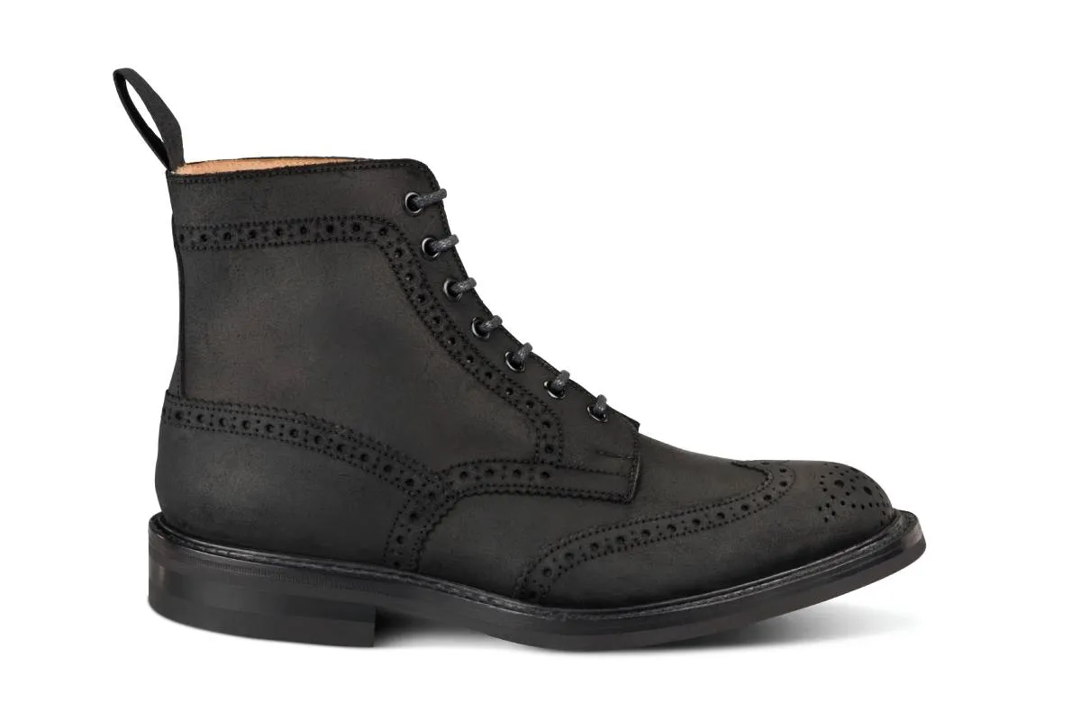 Stow Country Boot - Black Waxy Commander made by Tricker's
