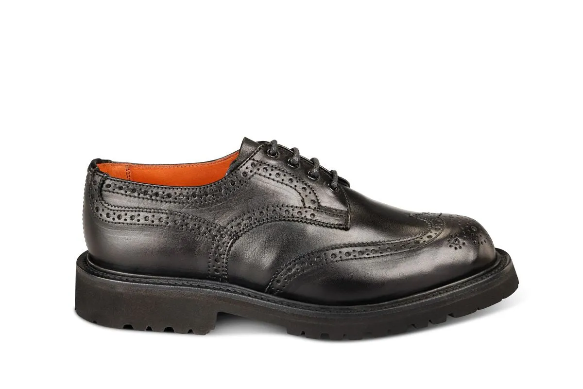 Anne Brogue Country Shoe - Black Ecopel sold by Tricker's