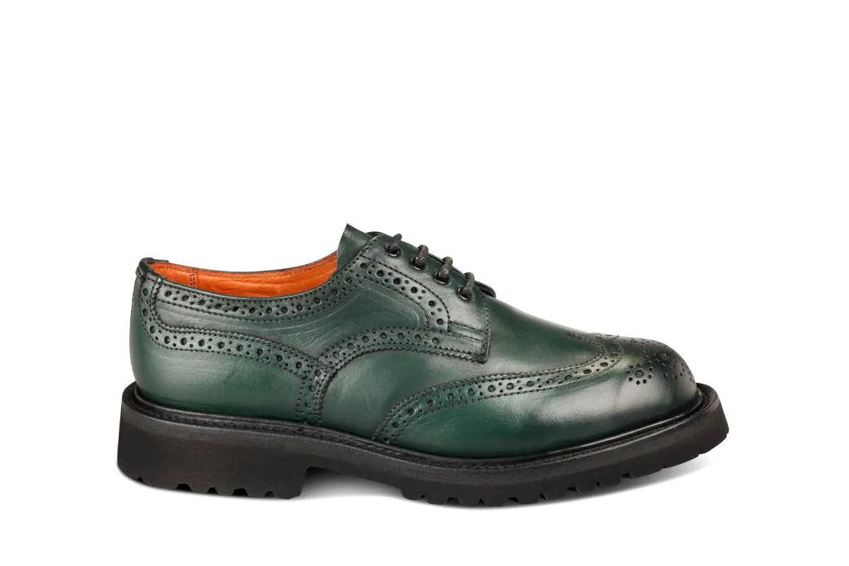 Anne Brogue Country Shoe - Green Ecopel sold by Tricker's