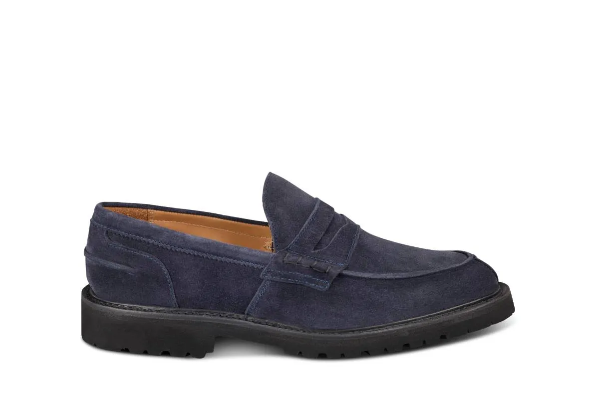 James Penny Loafer - Navy Castorino Suede made by Tricker's