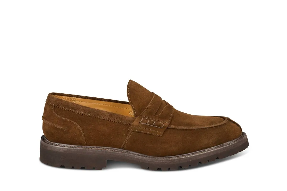 James Penny Loafer - Chocolate Repello Suede made by Tricker's