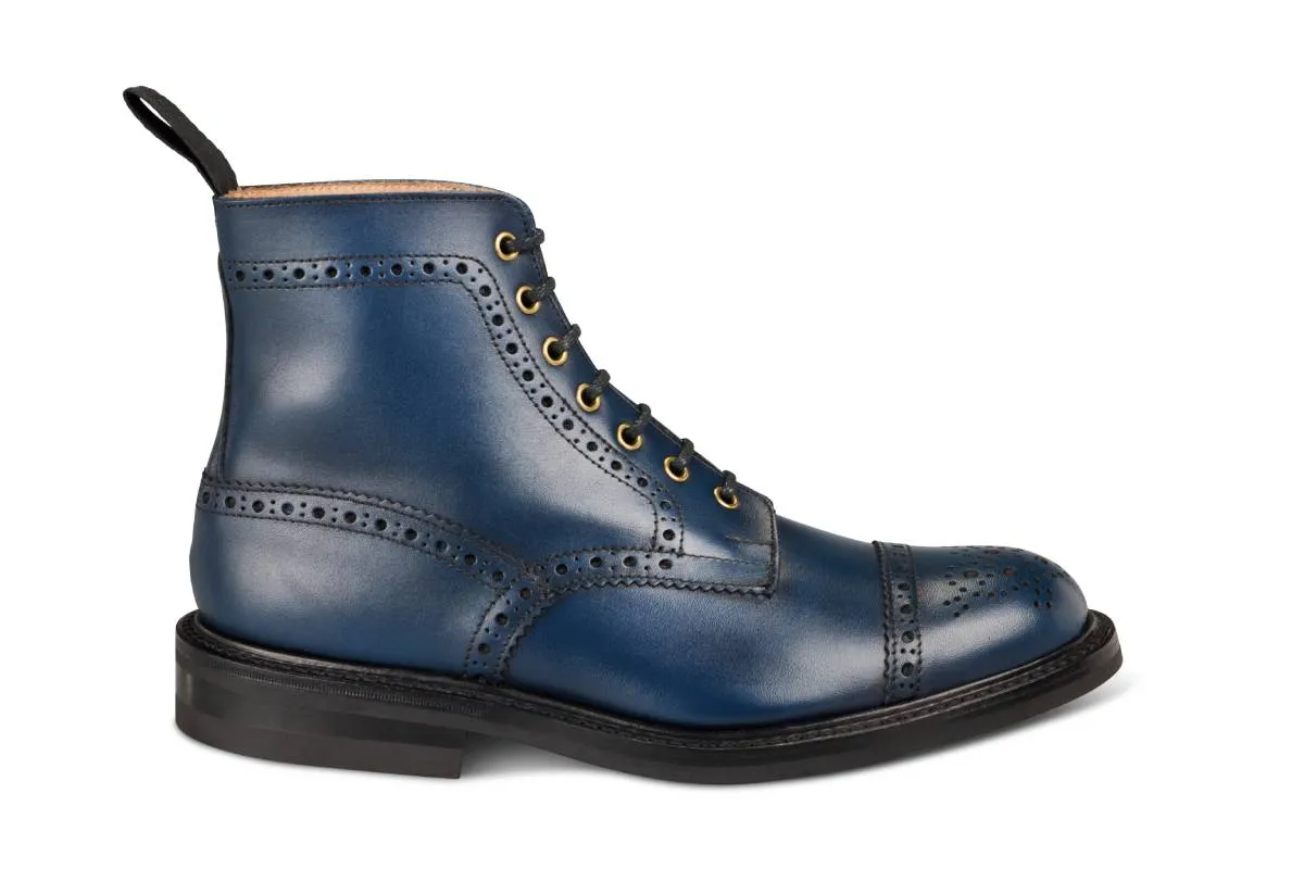 7046 - Men's Derby ToeCap Brogue Boot - Navy MC made by Tricker's