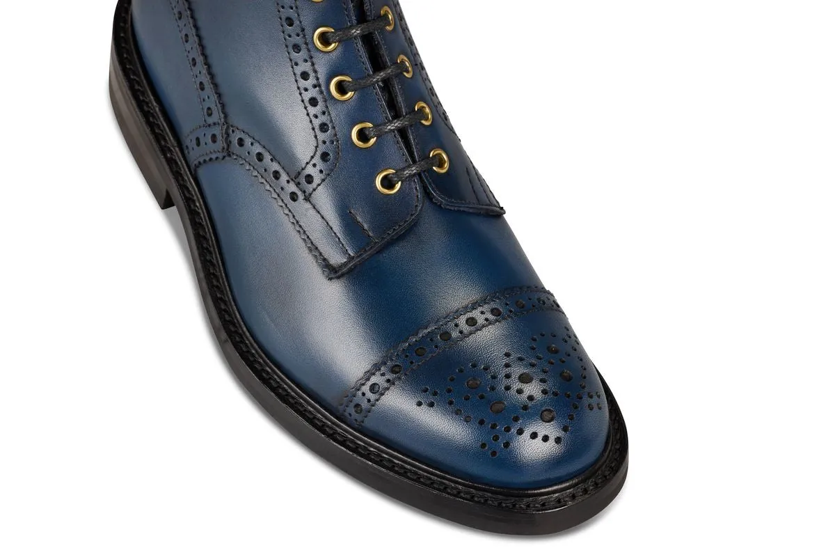 7046 - Men's Derby ToeCap Brogue Boot - Navy MC sold by Tricker's product image thumbnail 2