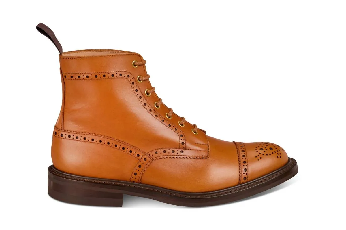 7046 - Men's Derby ToeCap Brogue Boot - Gold MC sold by Tricker's