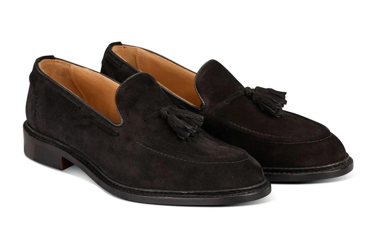 Elton Tassel Loafer - Black Castorino Suede sold by Tricker's product image thumbnail 3