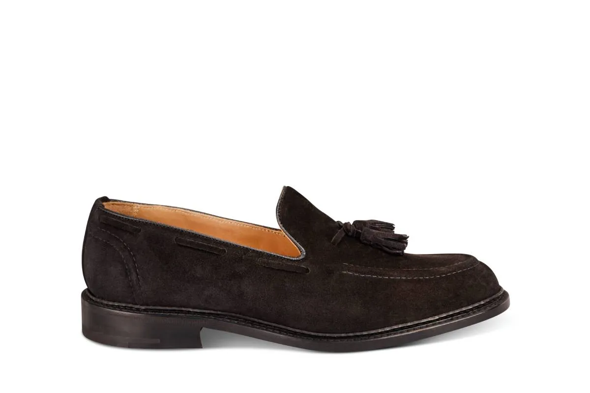 Elton Tassel Loafer - Black Castorino Suede made by Tricker's