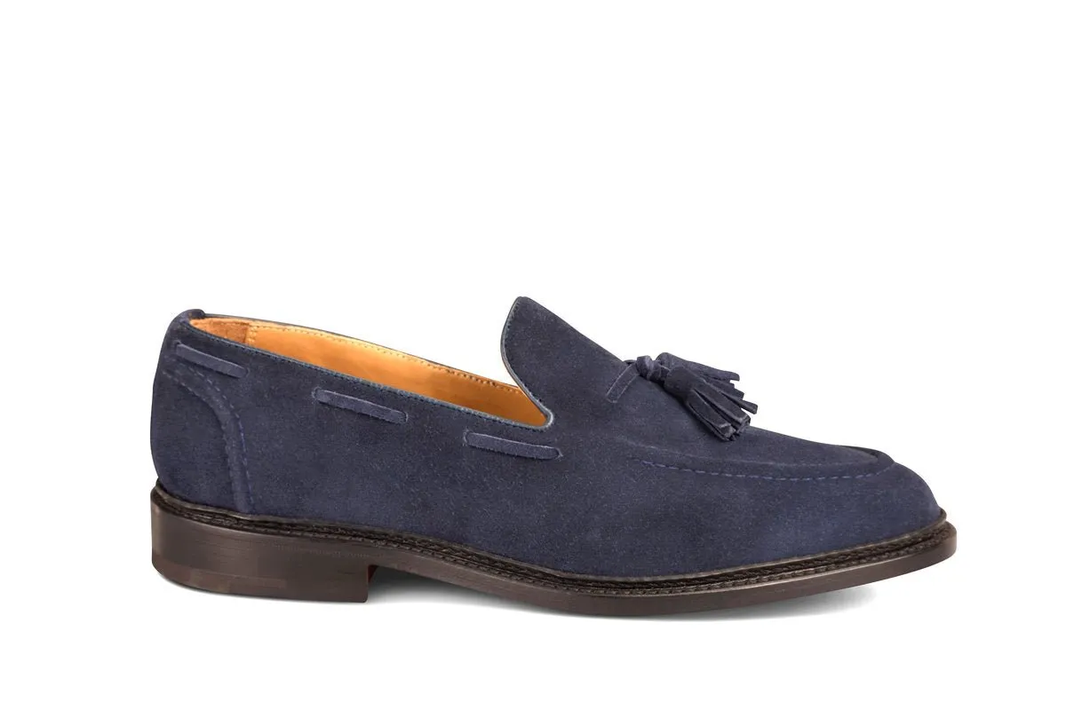 Elton Tassel Loafer - Denim Castorino Suede made by Tricker's