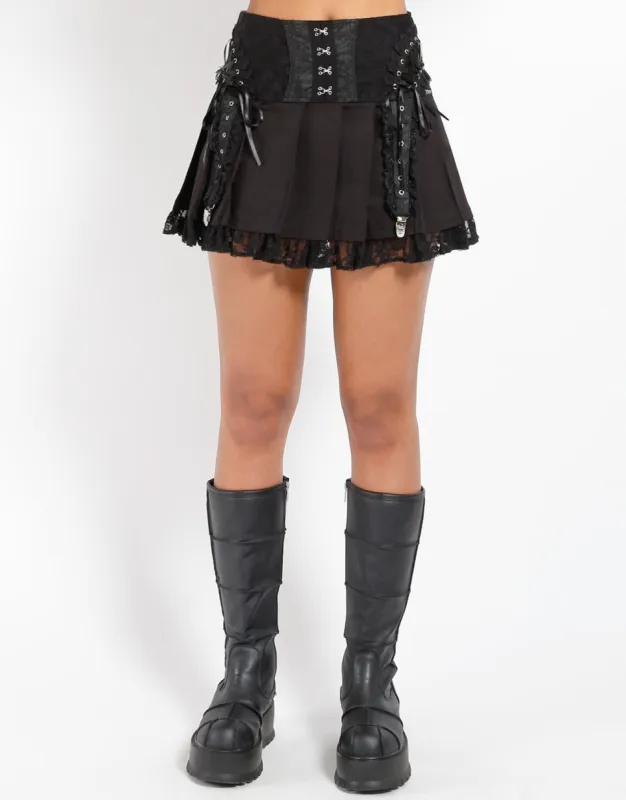 ENCHANTED PLEATED SKIRT BLACK sold by Tripp nyc