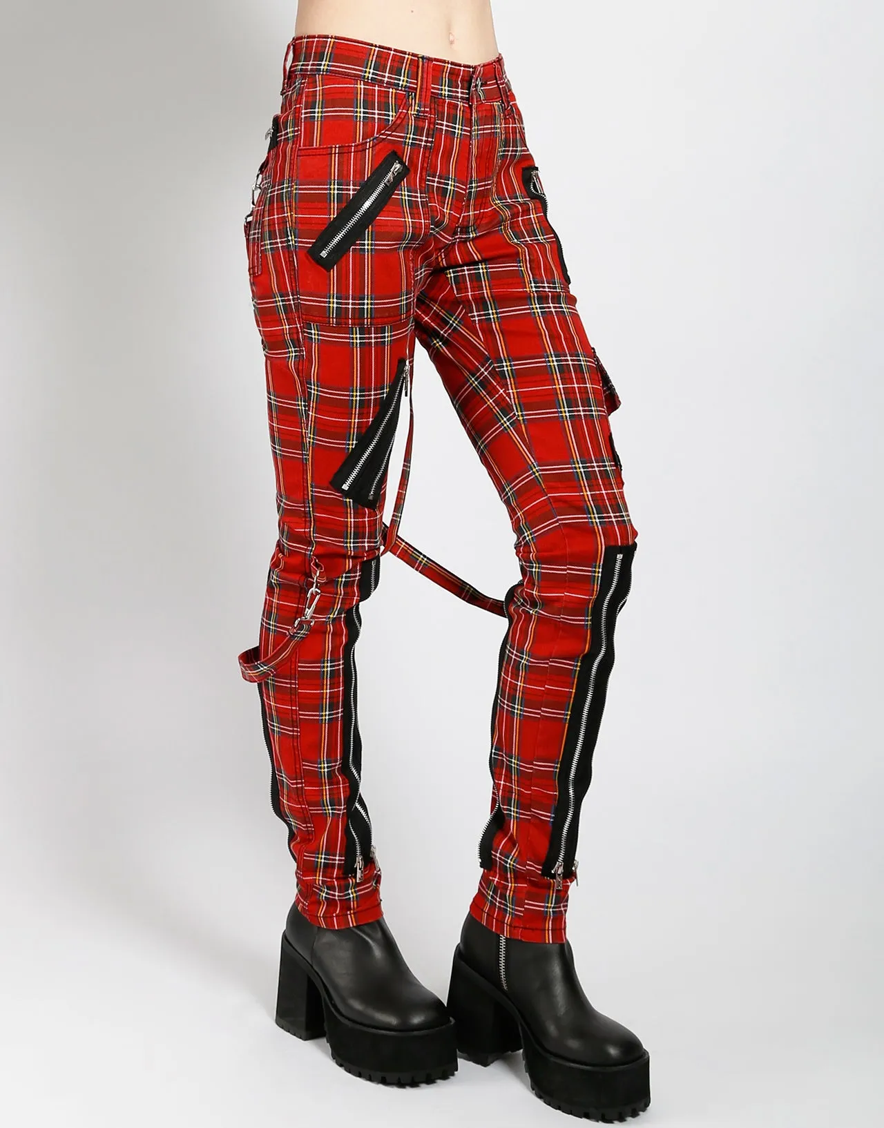 CLASSIC SLIM LEG BONDAGE PANT RED PLAID sold by Tripp nyc product image thumbnail 3