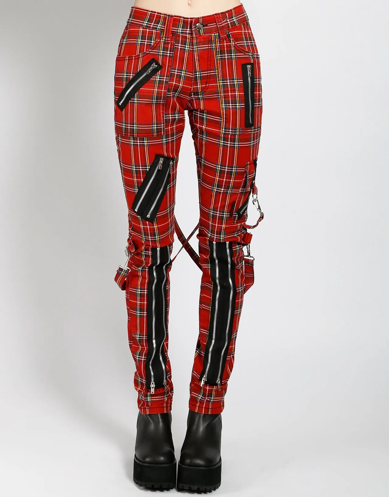 CLASSIC SLIM LEG BONDAGE PANT RED PLAID sold by Tripp nyc