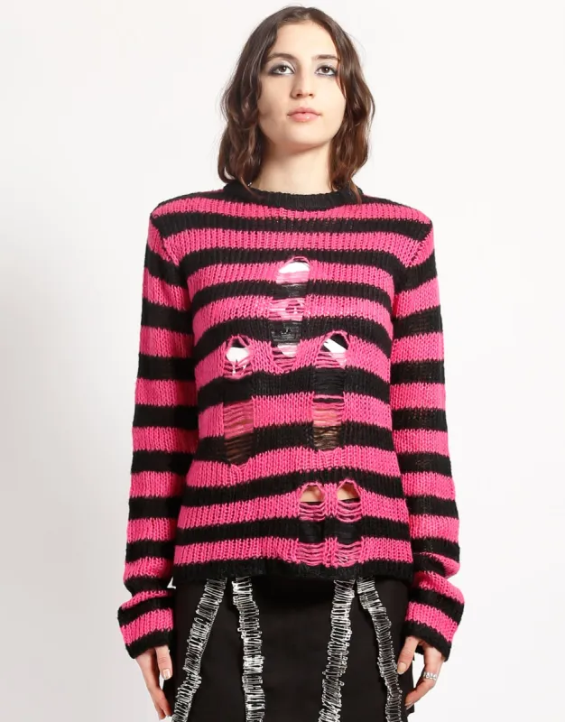 RAG STRIPE SWEATER PINK sold by Tripp nyc